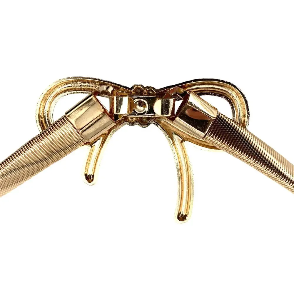 Gold Tone Mesh Metal Belt Bow Stretch 26